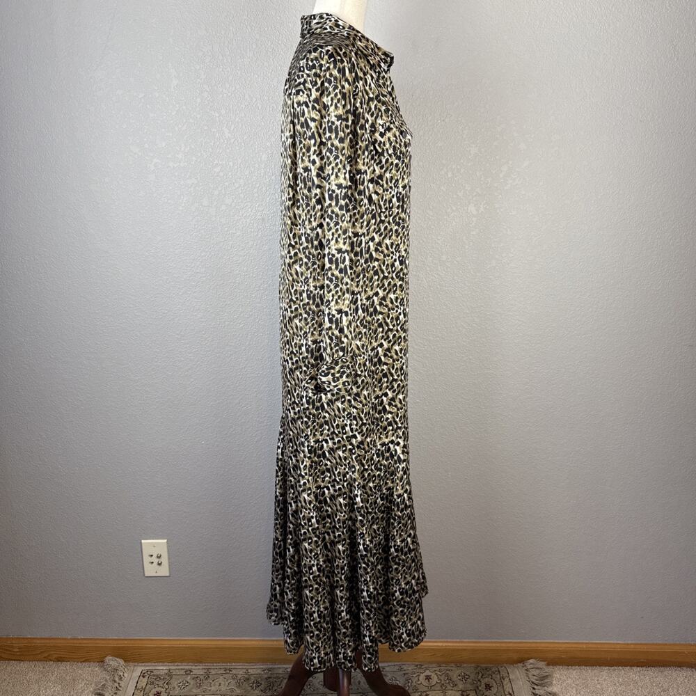 Equipment Womens Lenora Midi Maxi Shirt Dress Size M Animal Print Long Sleeve - Picture 8 of 10